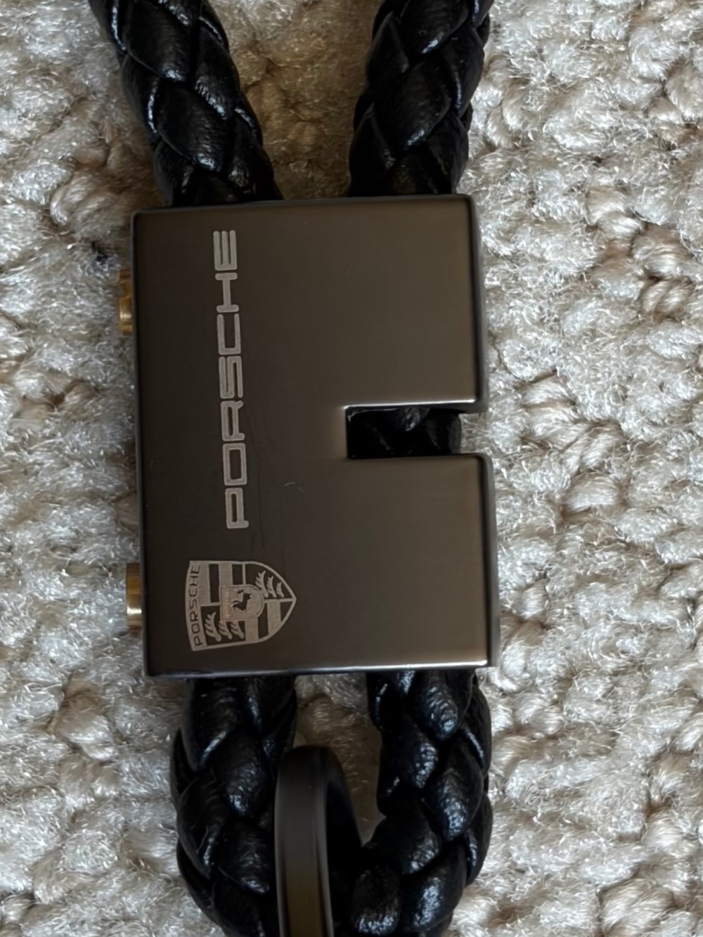 key ring braided cord black bronze Porsche inspired - Picture 2 of 5
